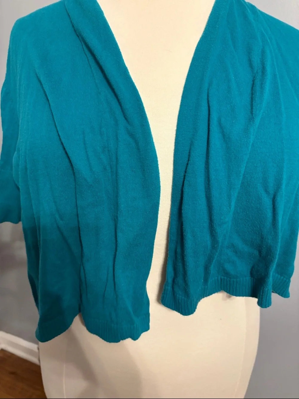 Lane Bryant Teal Open-Front Cropped Shrug - Picture 3 of 6